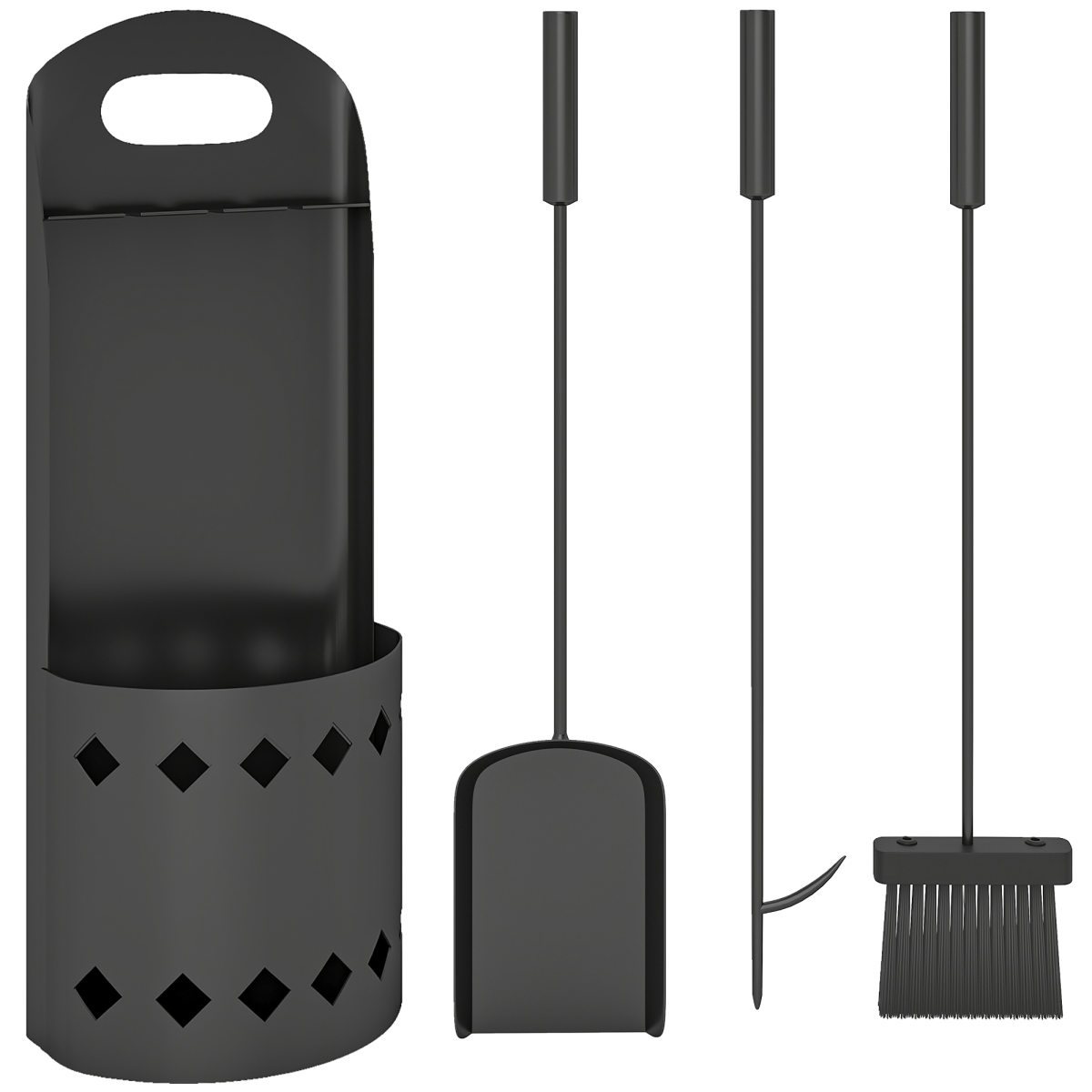 4-Piece Black Fireplace Tool Set - Fireside Companion