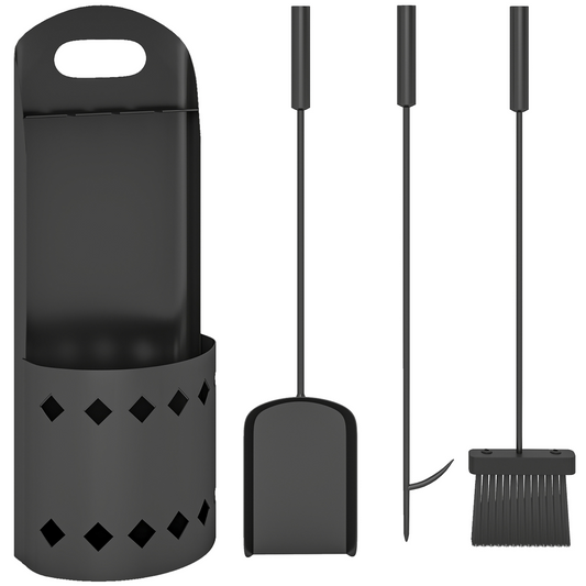 4-Piece Black Fireplace Tool Set - Fireside Companion