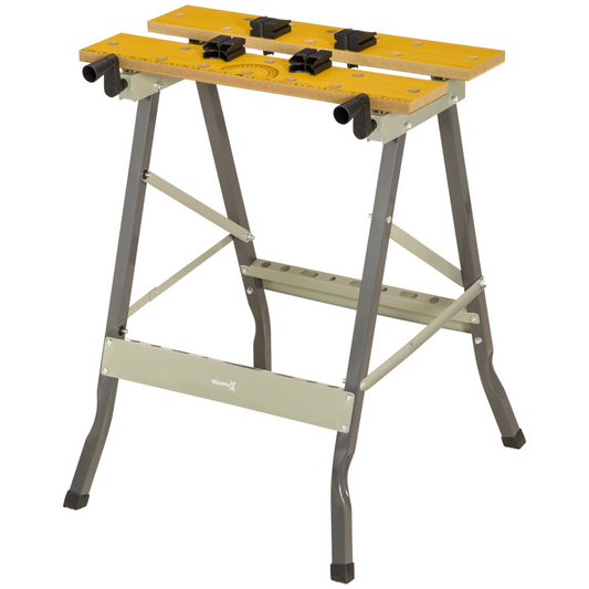 4-in-1 Work Bench: Sawhorse, Clamp Table, Ruler & Protractor, Foldable