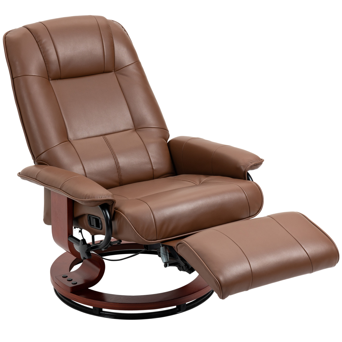Ergonomic PU Leather Recliner Chair with 360° Swivel & Footrest, Brown