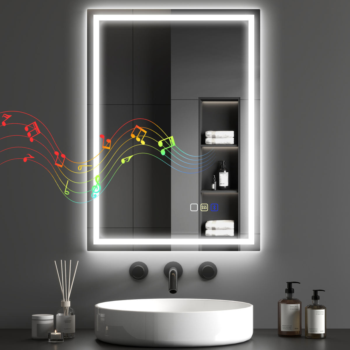 Smart Bluetooth Bathroom Mirror: Illuminating & Music-Ready with LED Touch Control