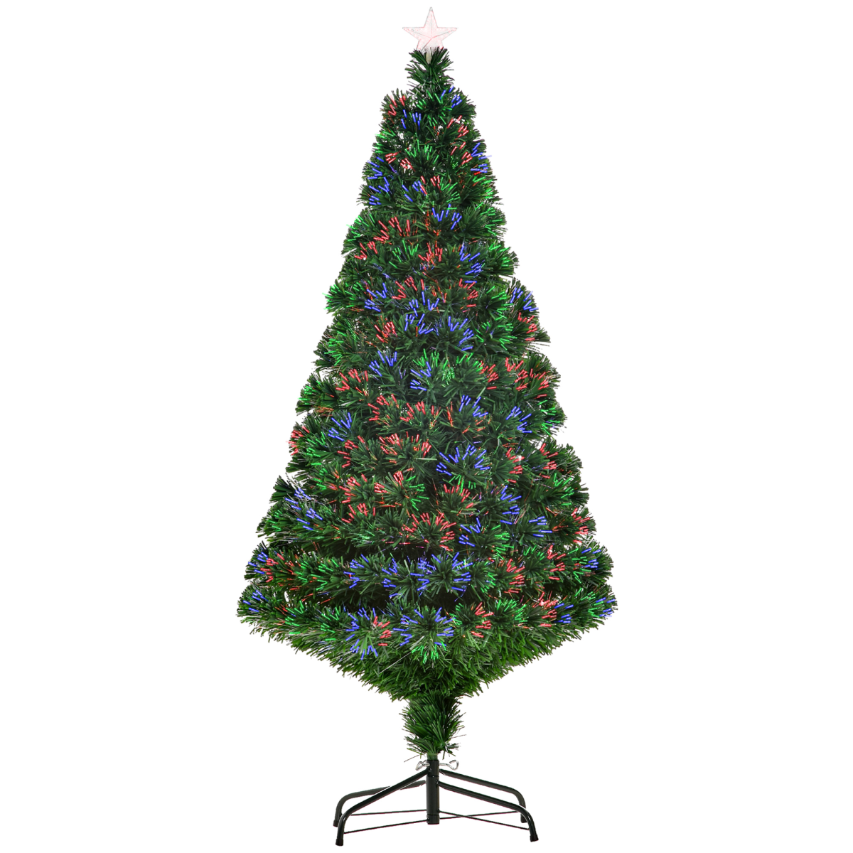 5ft Pre-Lit Fibre Optic Artificial Christmas Tree with Multi-Colour Star Topper