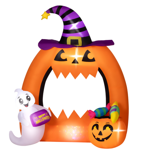 4.9ft Halloween Inflatable Archway with Cute Ghost LED Glow