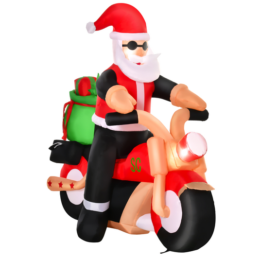 5.5ft Light-Up Santa Riding a Bike Inflatable Lawn Decor
