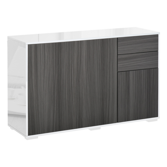 Stylish 2-Door & 2-Drawer Side Cabinet - Modern Grey & White Design