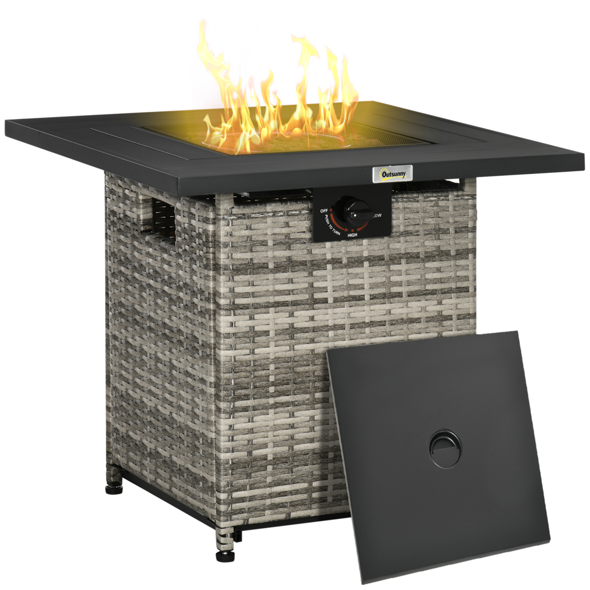 40,000 BTU Gas Fire Pit Table with Rain Cover, Lid & Smokeless Burner