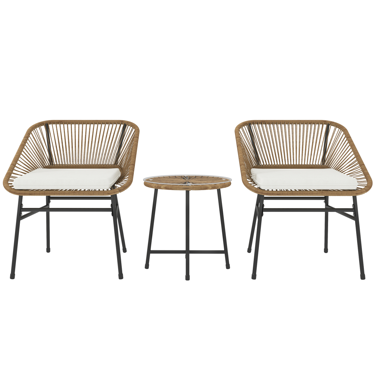Rattan Bistro Set for Small Balconies Cushioned, Weatherproof