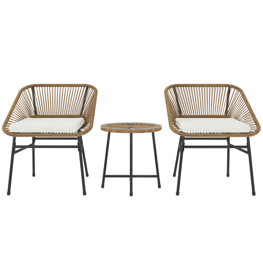 Rattan Bistro Set for Small Balconies Cushioned, Weatherproof