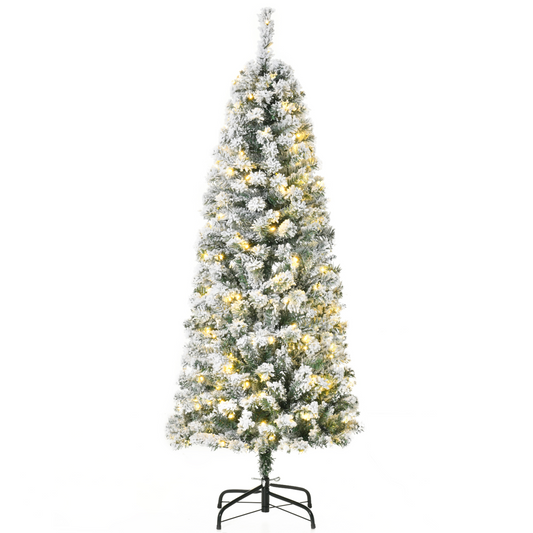 5ft Prelit Snow-Flocked Christmas Tree with Warm LED Lights