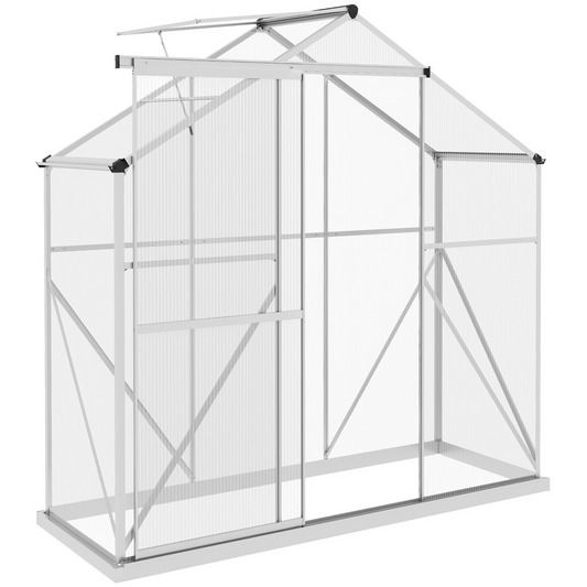 6x2.5ft Polycarbonate Greenhouse - Aluminium Frame, Silver