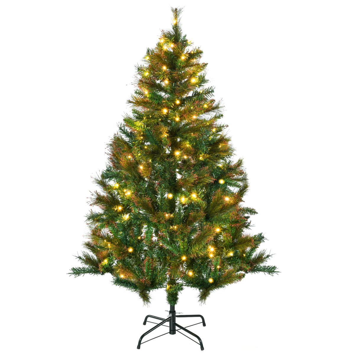 1.5m Pre-Lit Christmas Tree - Artificial Spruce, Warm White LED, Metal Stand