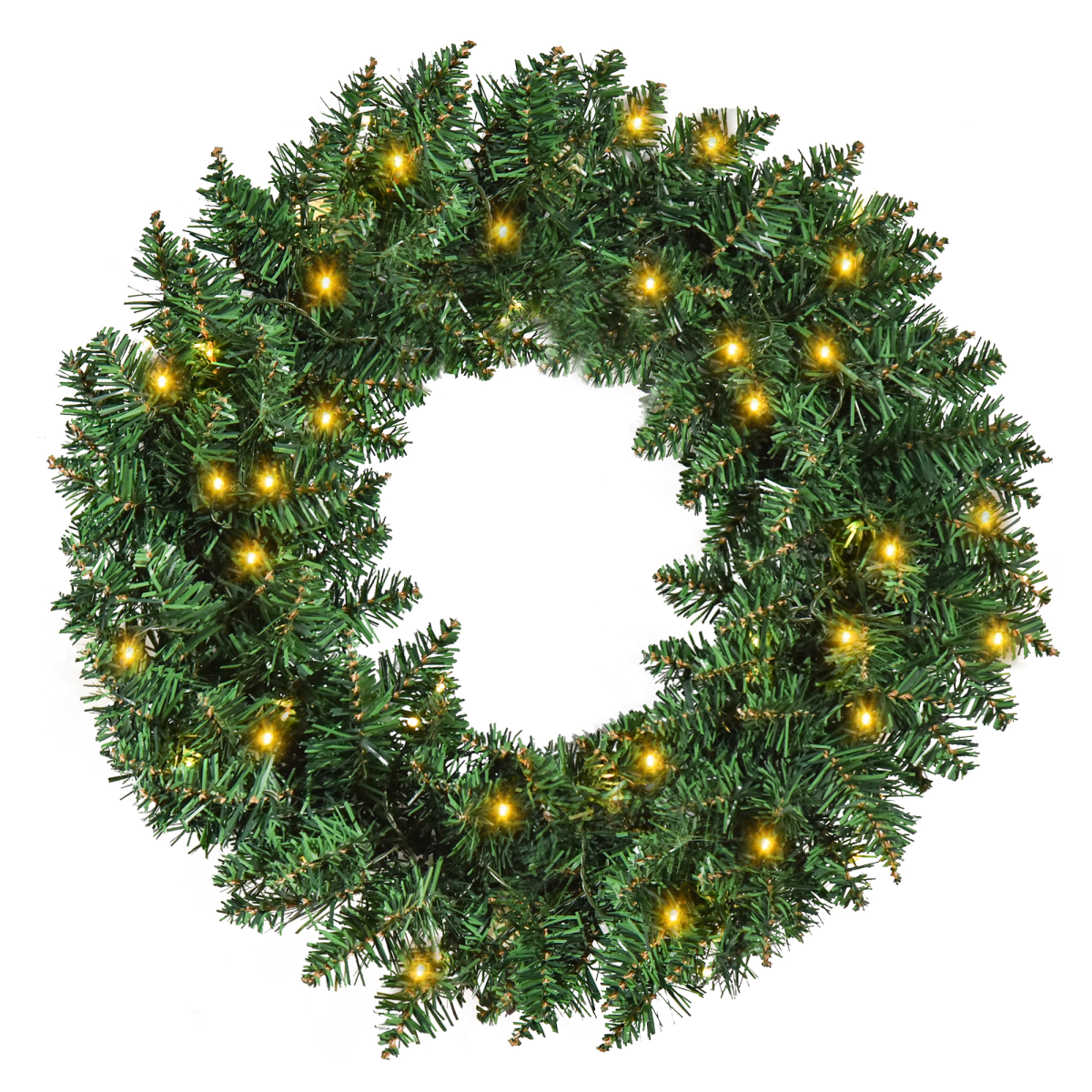 55cm Pre-Lit Christmas Wreath - 50 Warm White LEDs, Cordless Door Decor