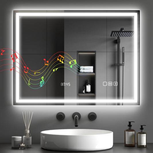Smart Bluetooth Bathroom Mirror with LED Lights & Demister Pad - HOMCOM