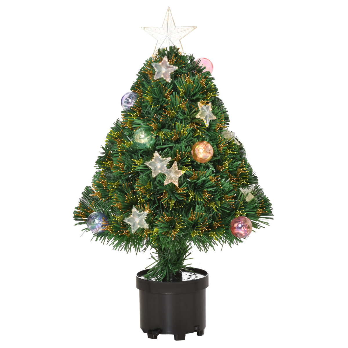 2ft Pre-Lit Tabletop Christmas Tree with LED Lights, Pot & 60 Colorful Baubles