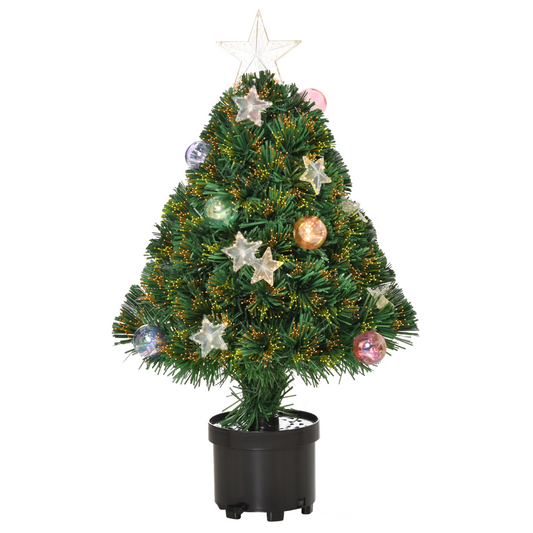2ft Pre-Lit Tabletop Christmas Tree with LED Lights, Pot & 60 Colorful Baubles