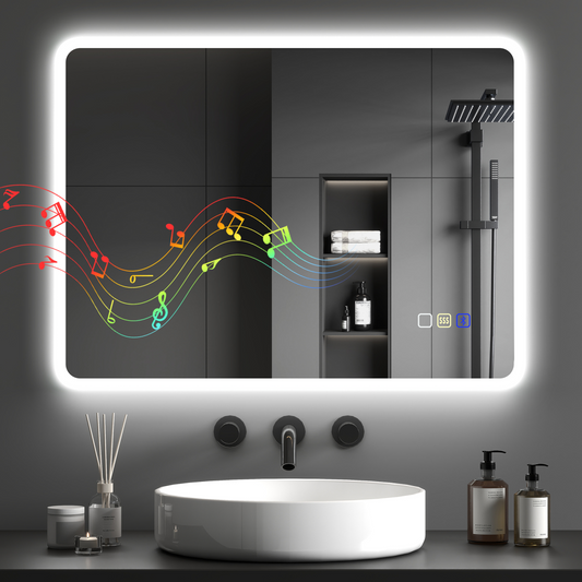 Smart LED Bluetooth Bathroom Mirror with Adjustable Brightness & Demist Pad