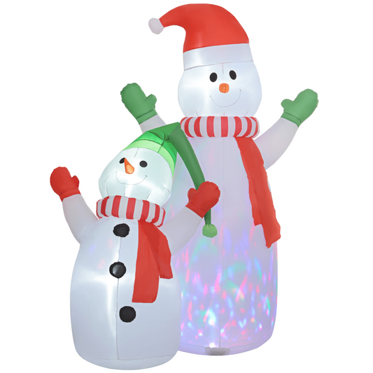 8FT Christmas Inflatable Snowman with Rotating Colorful LED Lights