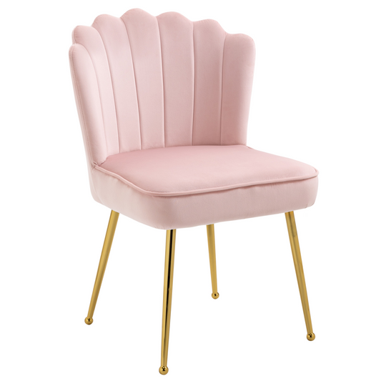 Velvet-Feel Shell Chair: Pink Luxe Accent with Metal Legs