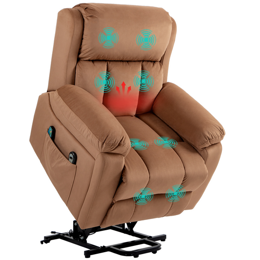 Ultimate Comfort Lift Chair: Vibration Massage, Heat, Recline & Relax - Brown