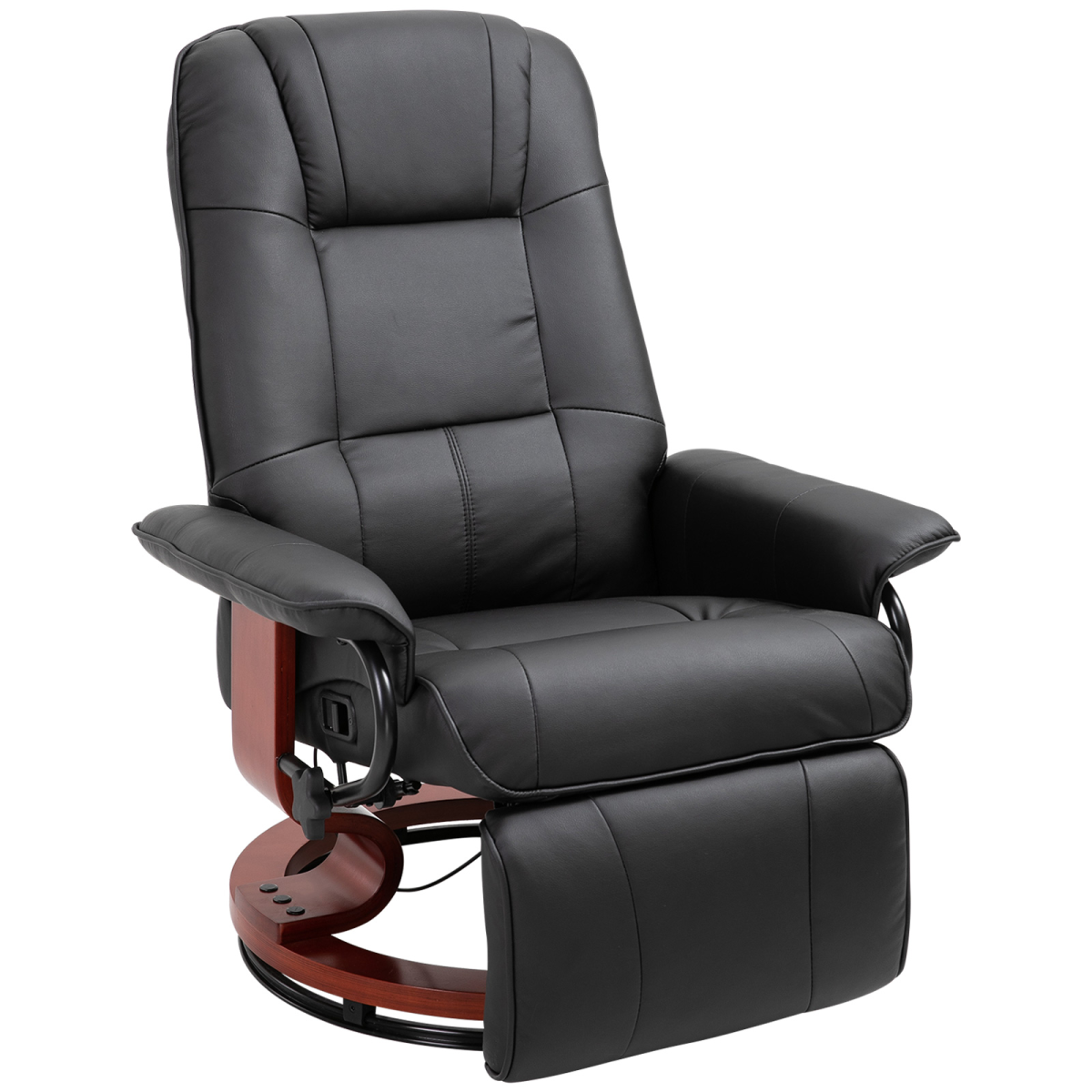 Ergonomic PU Leather Recliner Chair with Footrest - Black Lounger