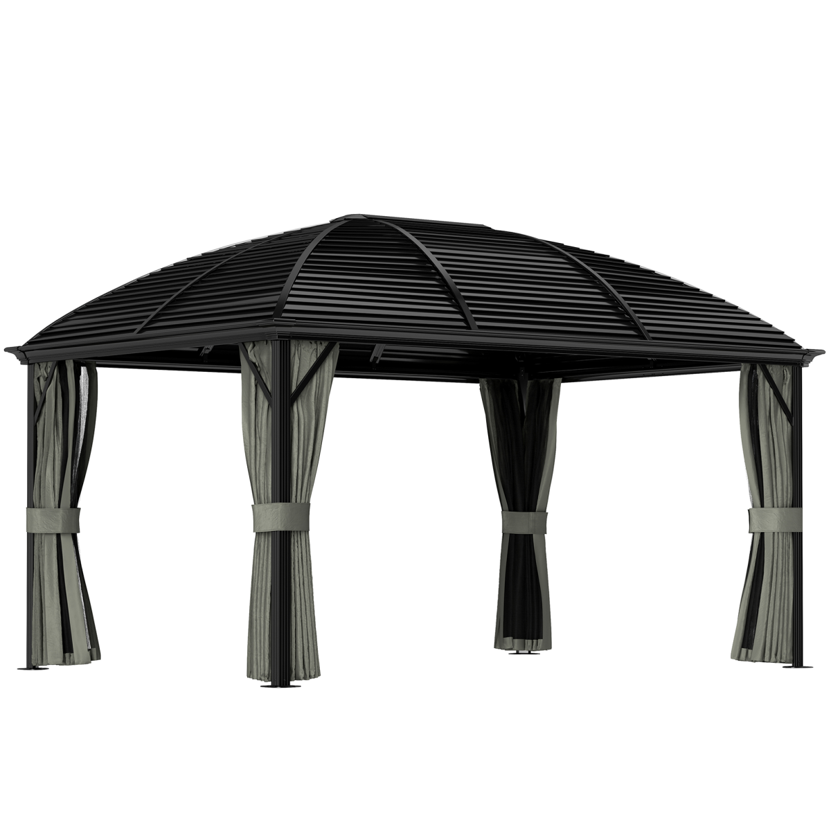 3x4m Hardtop Gazebo – Aluminium Garden Pavilion, Dark Grey