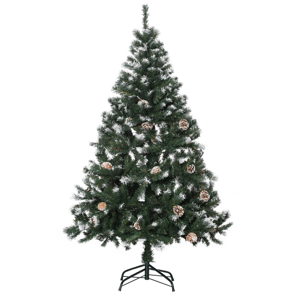 5ft Snow-Flocked Artificial Christmas Tree with Pine Cones, Auto-Open
