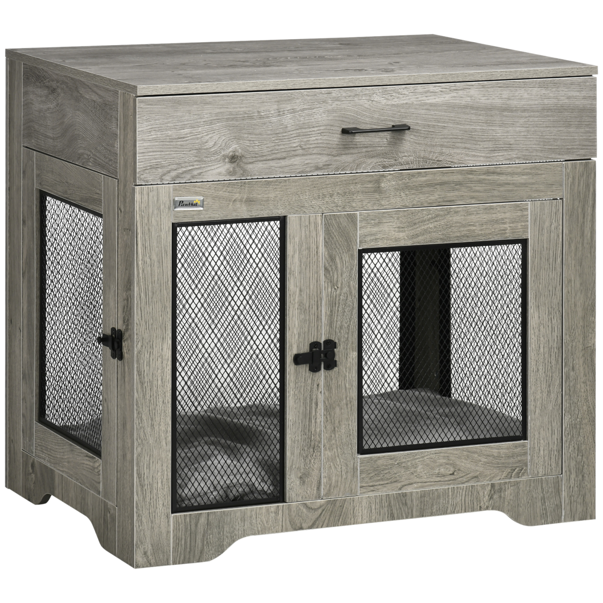 Double-Door Dog Kennel Furniture Crate for Medium Dogs - Indoor Grey