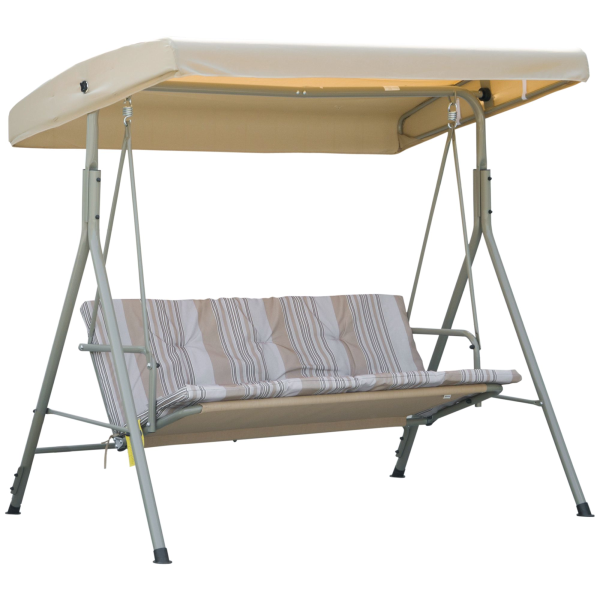 Premium 3-Person Porch Swing with Canopy - Outdoor Lounge Chair Light Brown