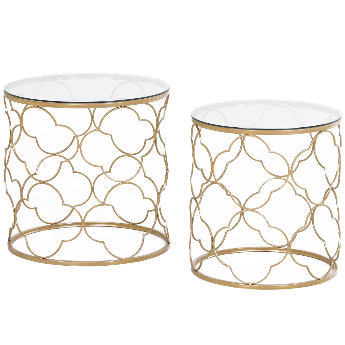 Stylish Nesting Tables Set - Chic Glass Top & Gold Accent Design