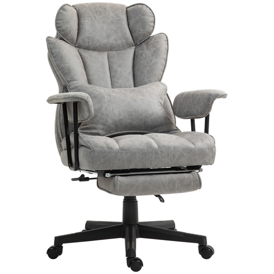 Ergonomic Office Chair with Footrest - Comfort Meets Style in Grey