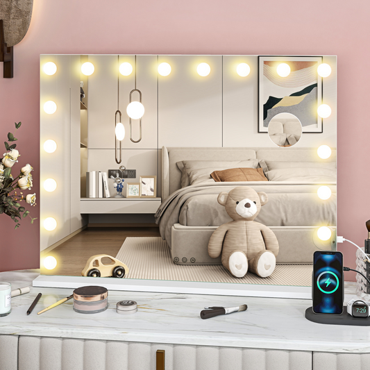 RadiantGlow LED Vanity Mirror: 10X Magnification, USB Port & 3 Lighting Modes