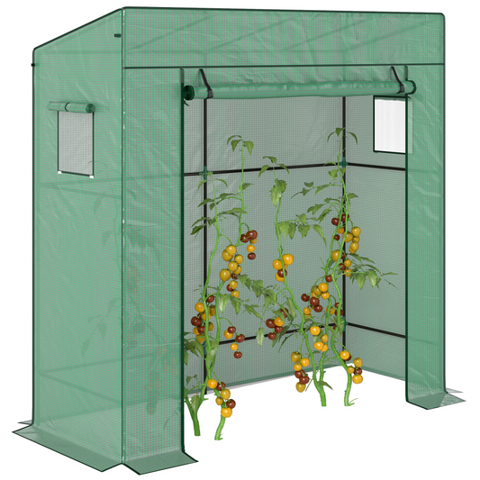Walk-In Greenhouse: Large Roll-Up Door & Dual Mesh Windows