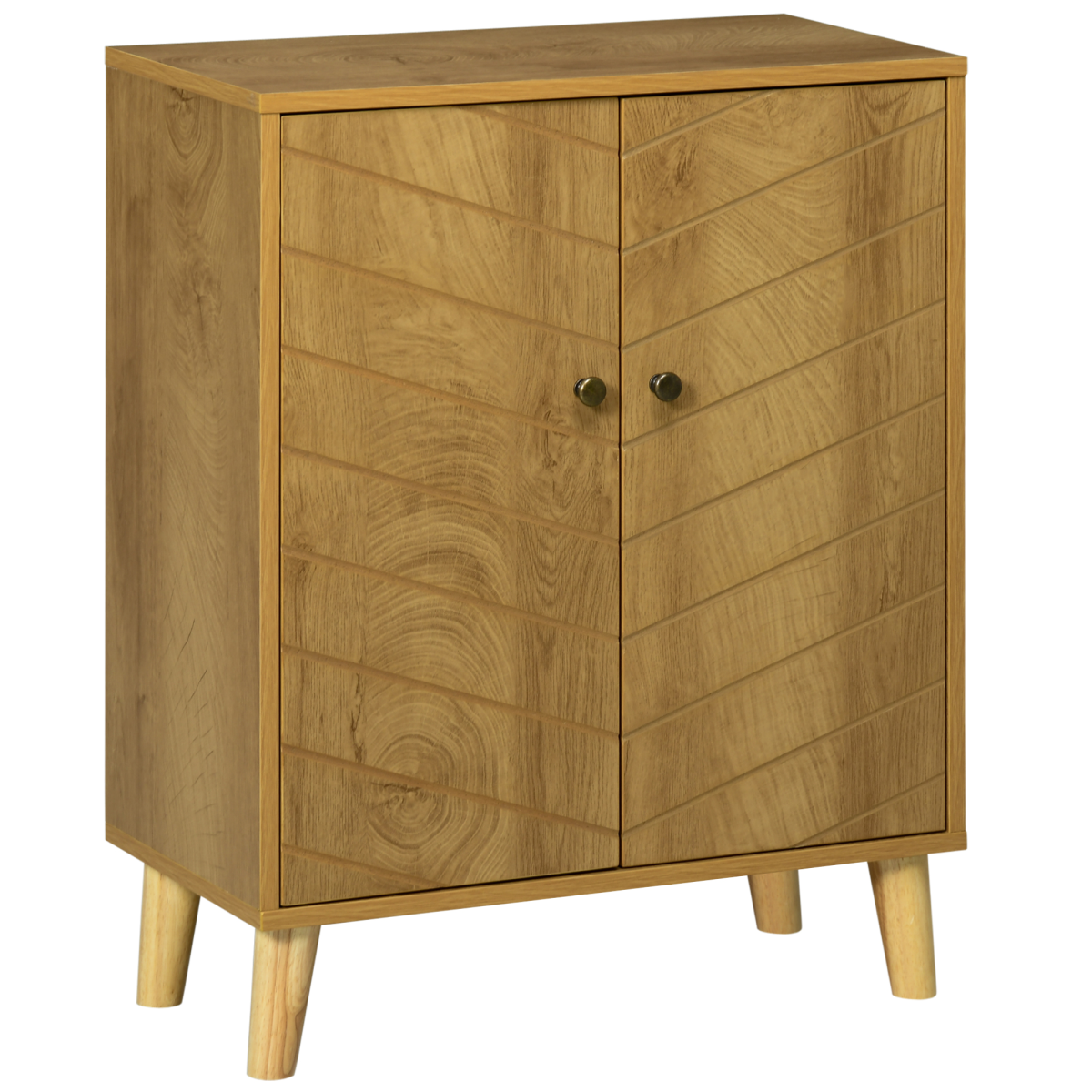 Chevron Door Wooden Storage Cabinet - Stylish Living Room Sideboard