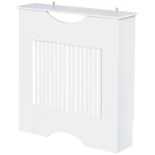 Elegant White Radiator Cover with Slatted Design & Stylish Worktop