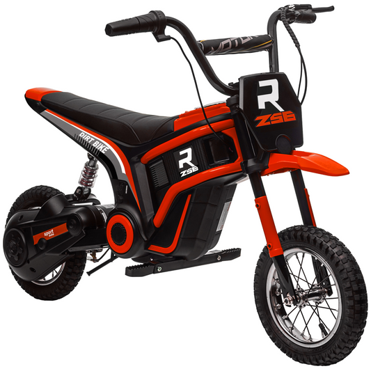 24V Kids Electric Motorbike - Twist Grip, Horn, Music & Lights, Red