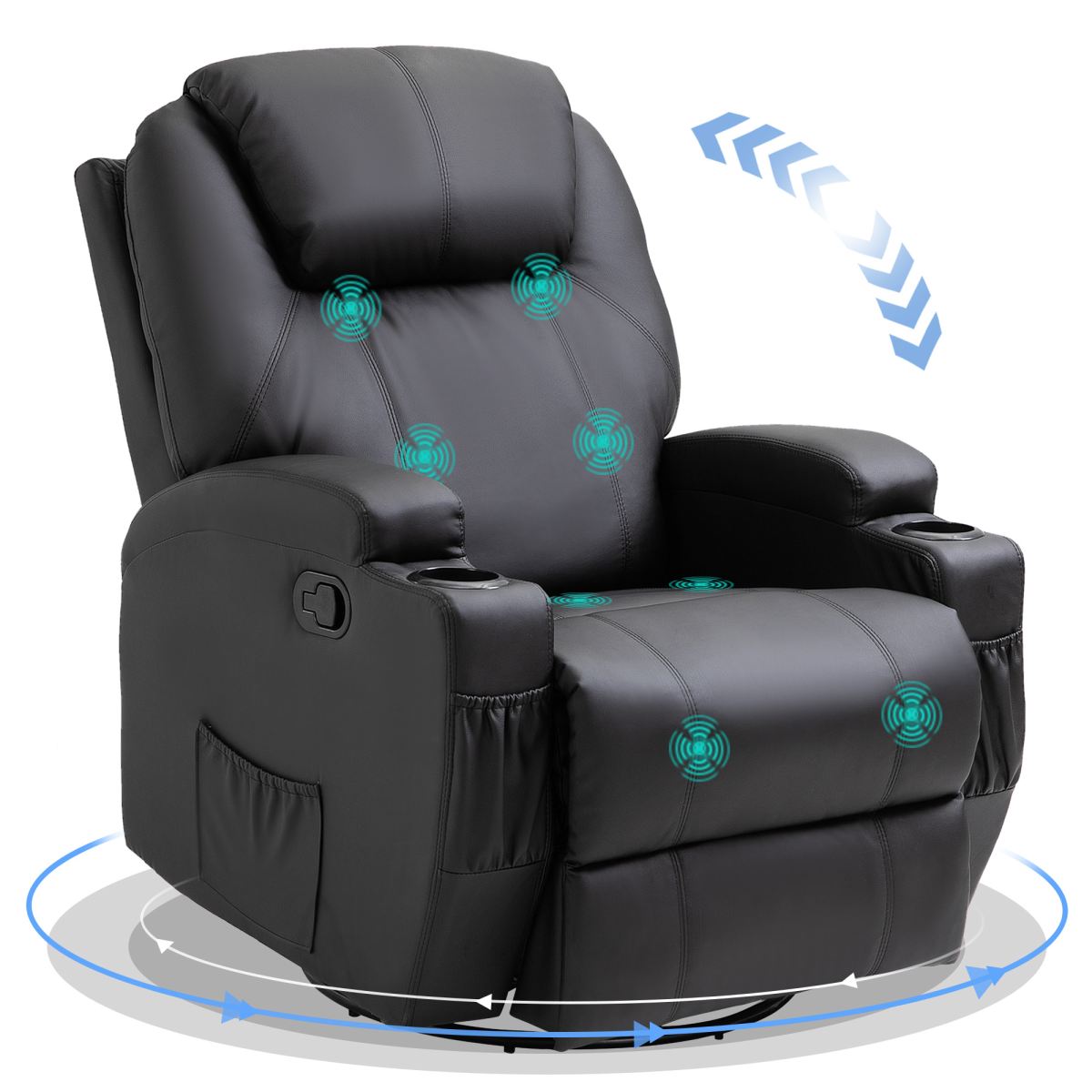Faux Leather 8-Point Vibration Massage Recliner Sofa with Remote