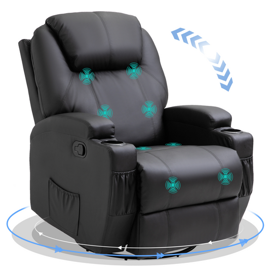 Faux Leather 8-Point Vibration Massage Recliner Sofa with Remote