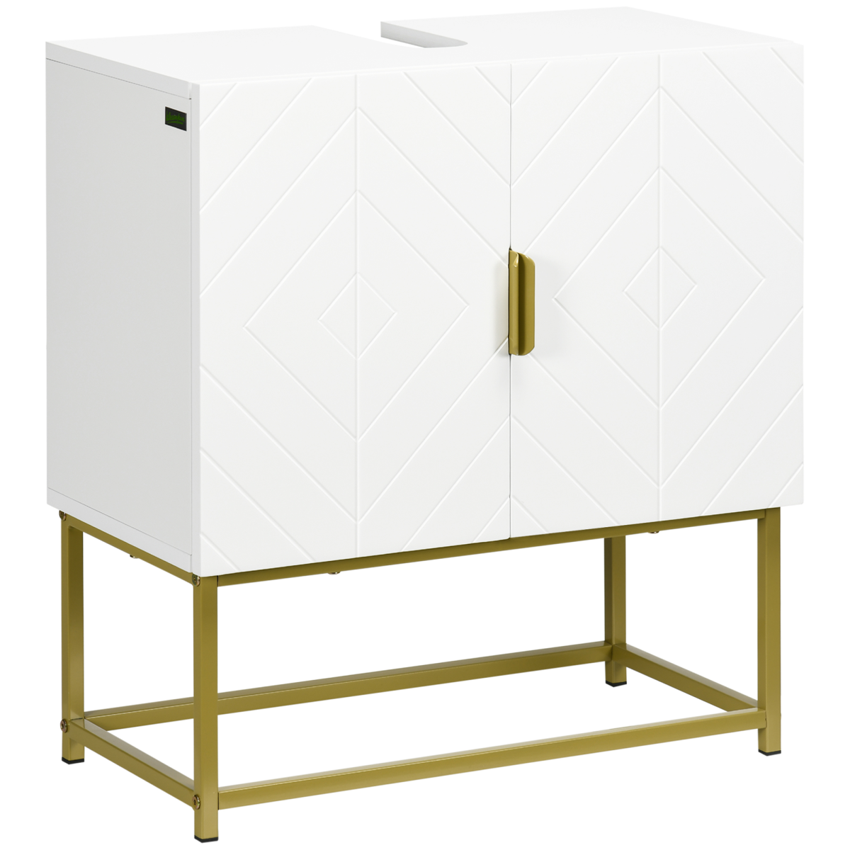 Kleankin White Under-Sink Bathroom Cabinet with Double Doors, 60x30x65 cm