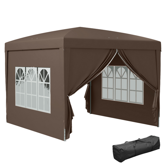 3x3m Pop-Up Gazebo with UV Canopy, Rust-Resistant, Includes Bag & Sidewalls