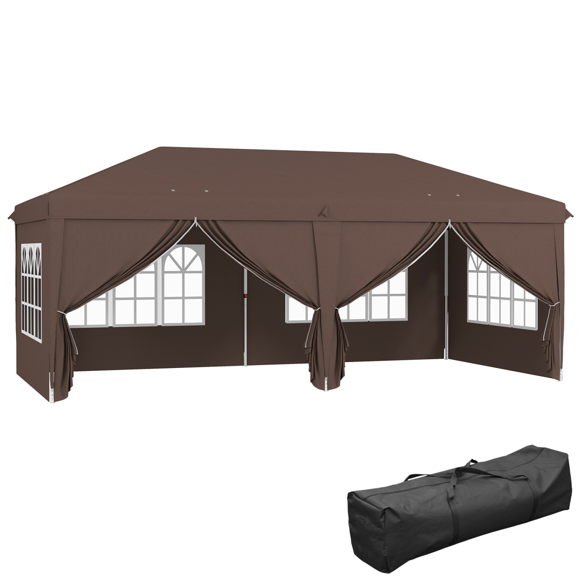 3x6m Pop-Up Gazebo: Height-Adjustable Party Tent with Storage Bag - Black