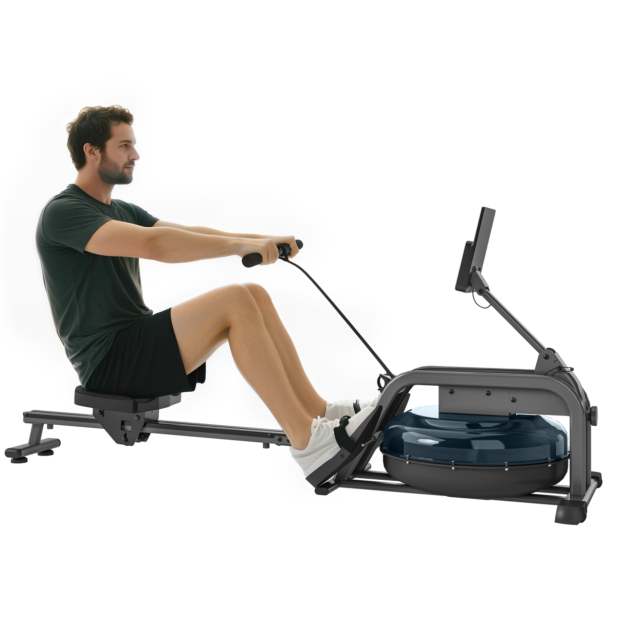 SPORTNOW Compact Water Rowing Machine - Adjustable Resistance & Space-Saving Design