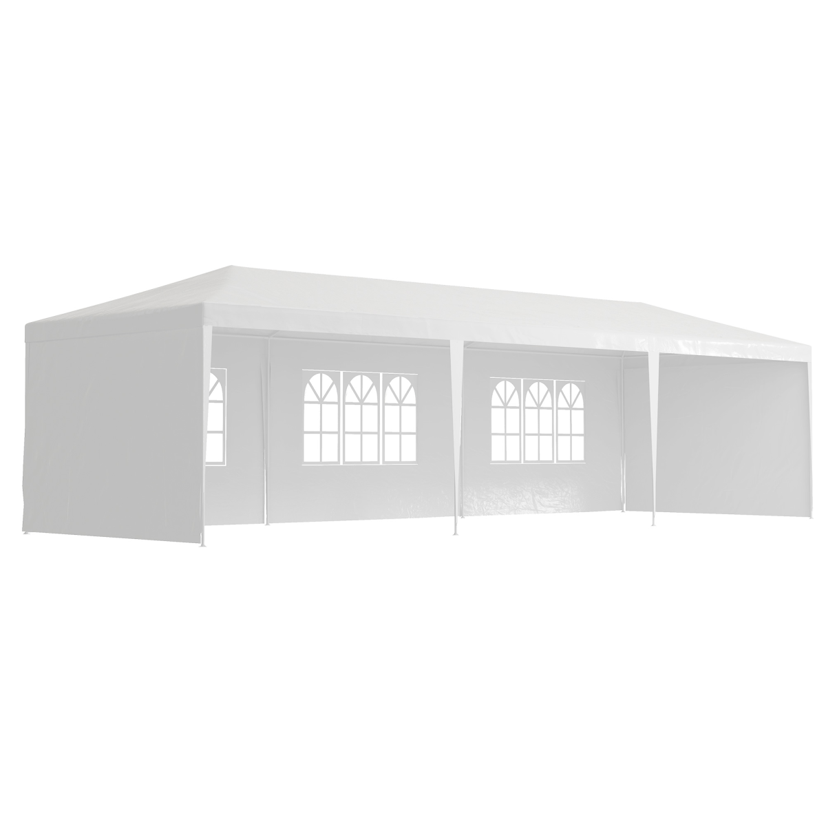 9m x 3m Outdoor Gazebo Party Tent, White, Easy Setup, Cathedral Roof