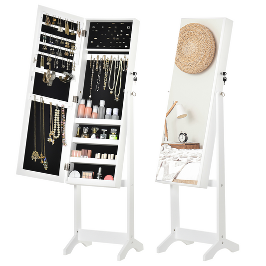 Elegant Lockable Mirrored Jewellery Cabinet - Ultimate Organizer & Stylish Decor