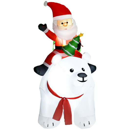 6.6ft Outdoor Christmas Inflatable: Santa Riding Polar Bear