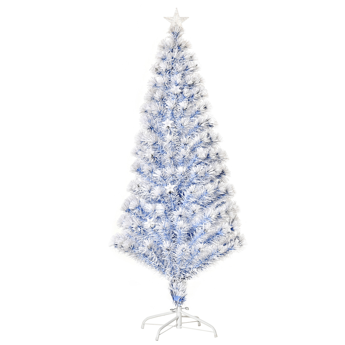 5FT White-Blue LED Artificial Fibre Christmas Tree, 21 LEDs, Easy Store