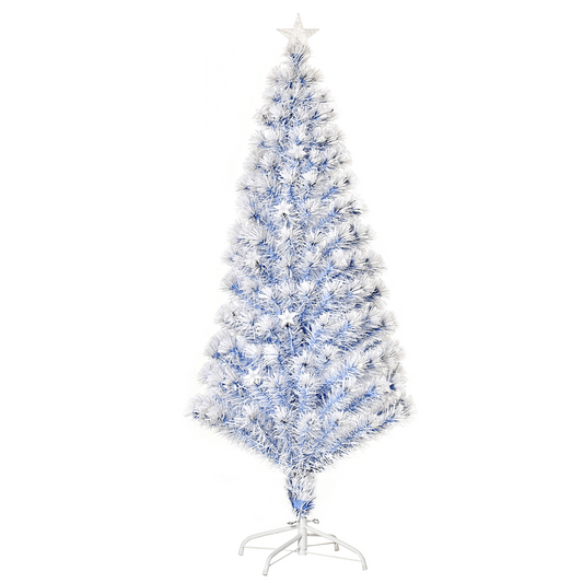 5FT White-Blue LED Artificial Fibre Christmas Tree, 21 LEDs, Easy Store
