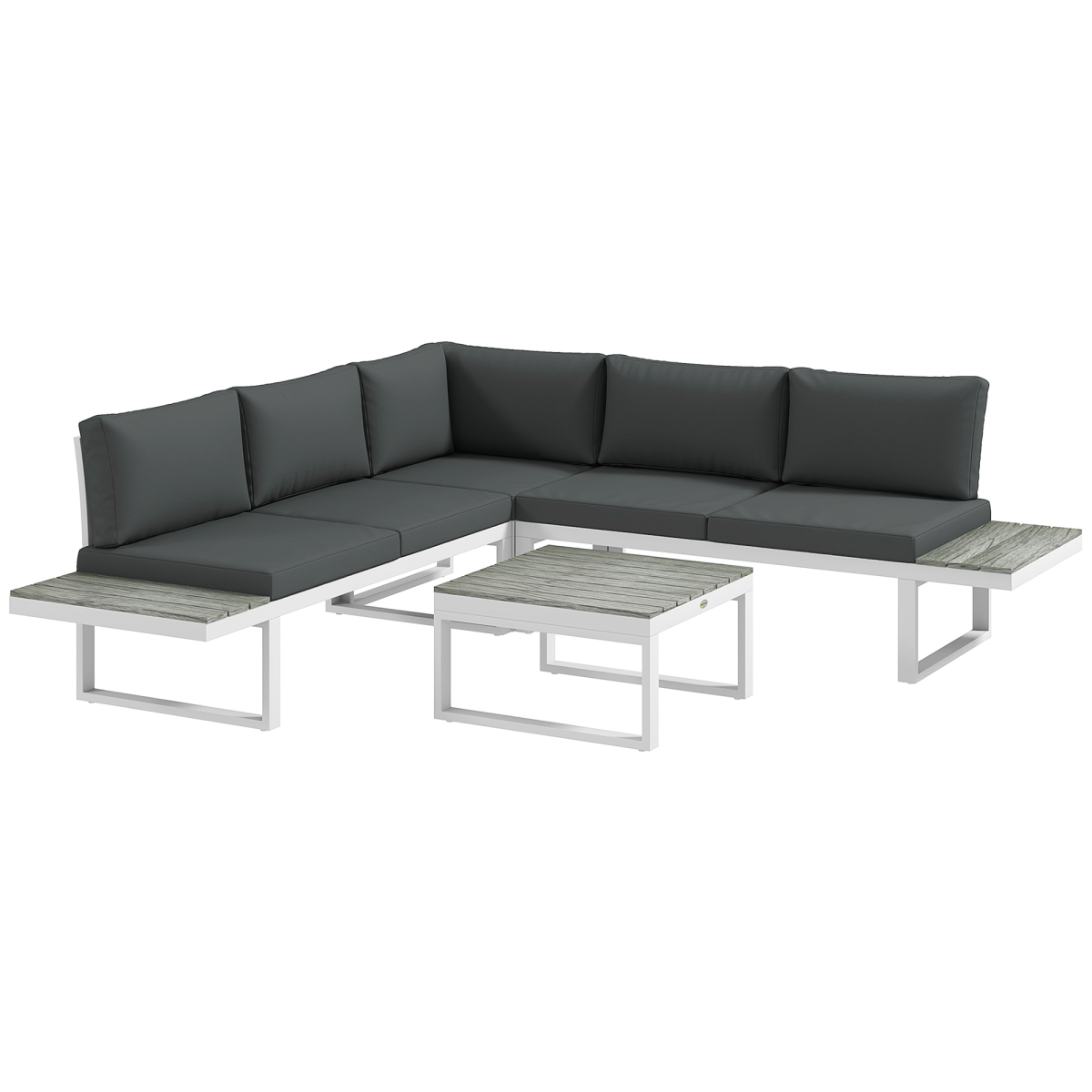 4-Piece Garden Set with Reclining Corner Sofa - White