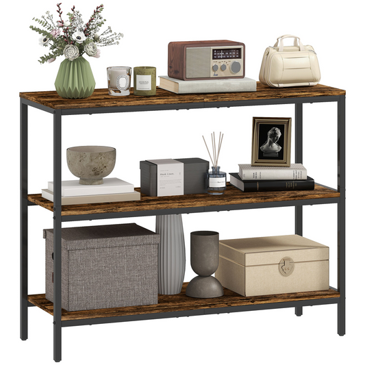 Rustic Industrial 3-Tier Console Table - Stylish Storage Solution
