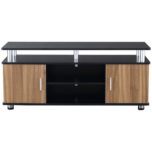 Modern Stylish TV Cabinet Stand - Space Saving Media Console in Black & Walnut
