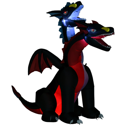 7ft Two-Head Halloween Dragon Inflatable with LED Lights